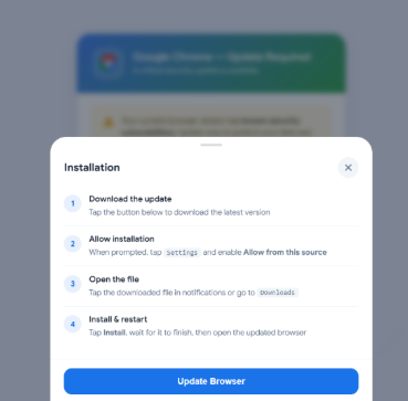 The fake update page for Android devices