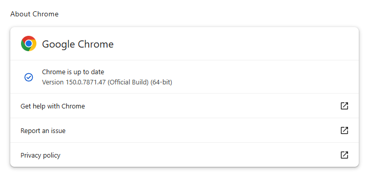 Chrome .0.7871.47 ist auf dem neuesten Stand