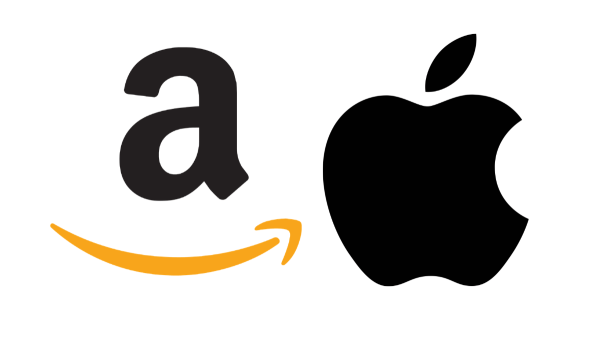 Amazon e logotipos da Apple