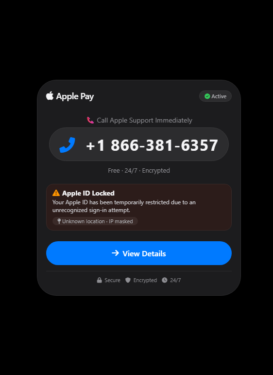 Fake Apple Pay alert