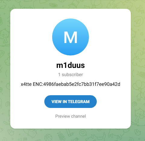 O perfil do Telegram usado pelo malware
