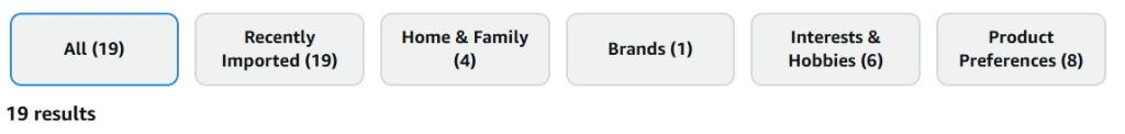 Amazon's information categories
