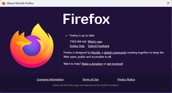 After the update, the version should be 159.0 or later