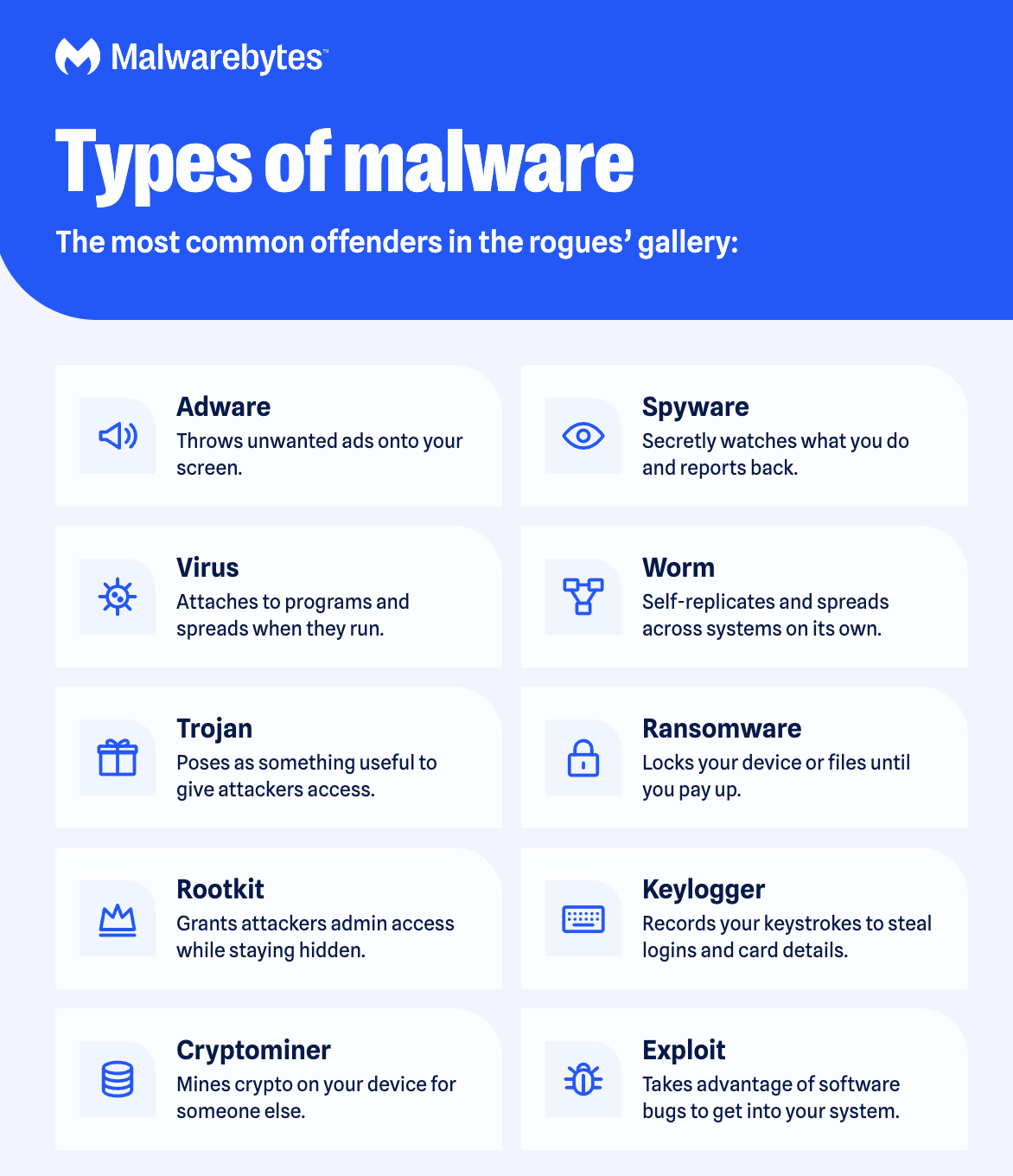 Infografica sui tipi di malware
