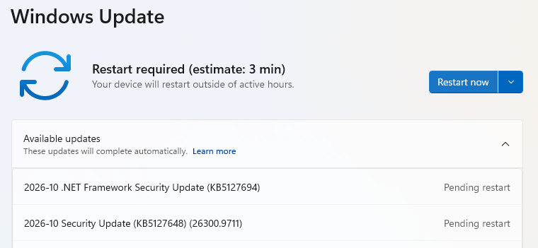 restart to update